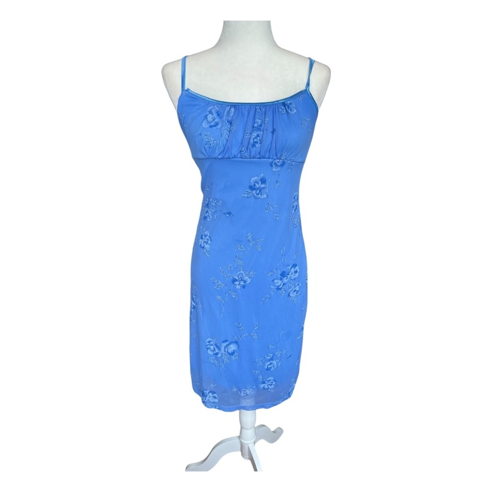 Vintage Periwinkle Floral Midi Dress 90's Early Y2K Medium